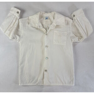 Charabia Paris Junior Couture Shirt White Linen Blend Mother Pearl Buttons 5/6